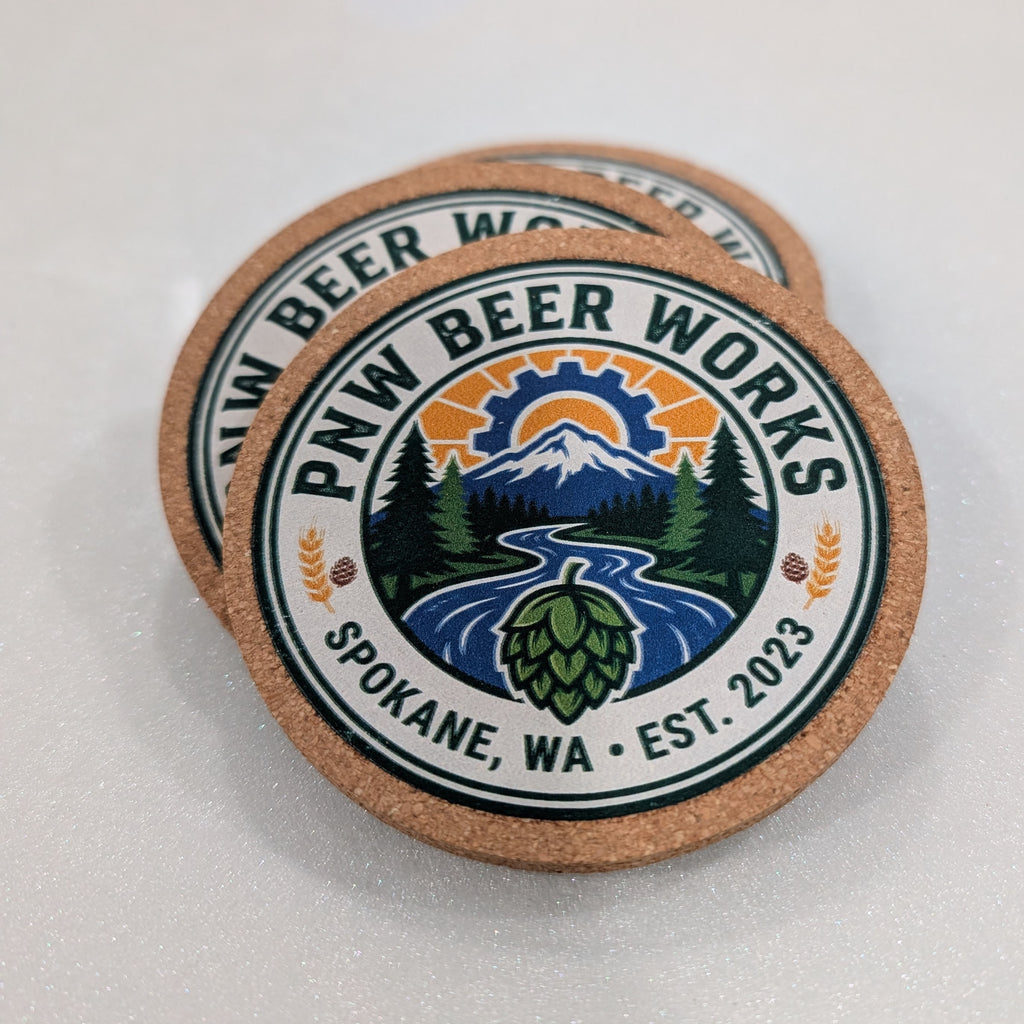 Cork coaster with DTF color custom printed business logo